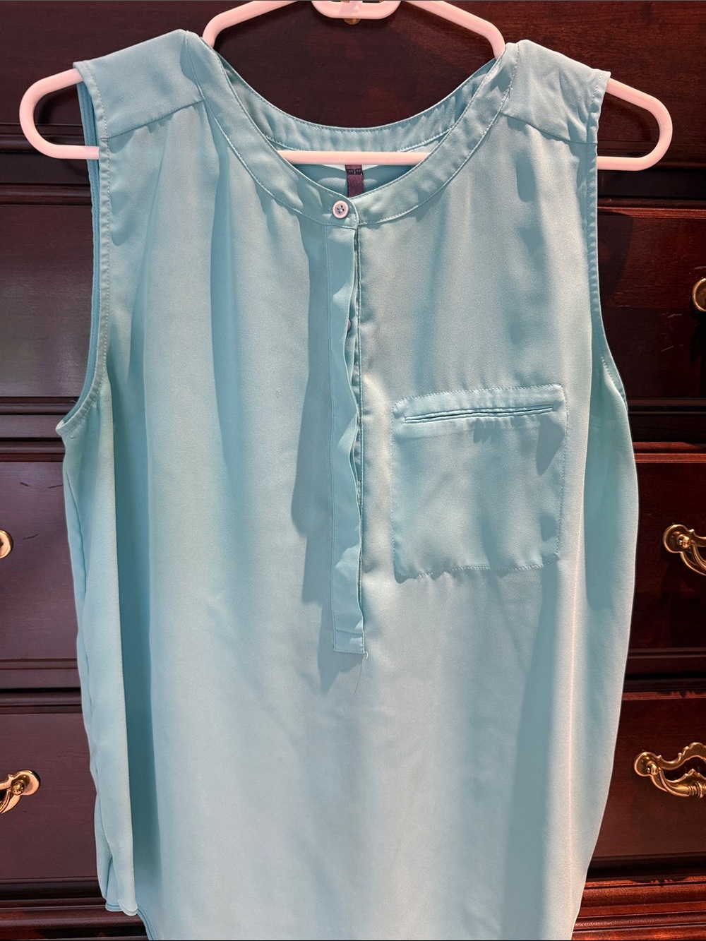 NYDJ Light Aqua Sleeveless Pocket Camisole